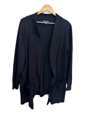 Love Forever Black Open Front Ribbed Trim Cardigan Sweater Sz 2X Lightweight